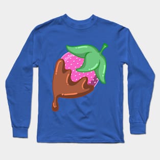 Chocolate Covered Strawberry Dripping in Chocolate Fresh Berry Dessert Design Long Sleeve T-Shirt